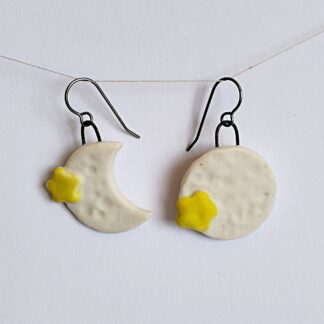 Ceramic Moon Earrings