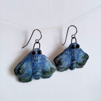 Ceramic Blue Moth Earrings