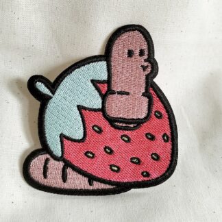 Worm Strawberry Embroidered Patch